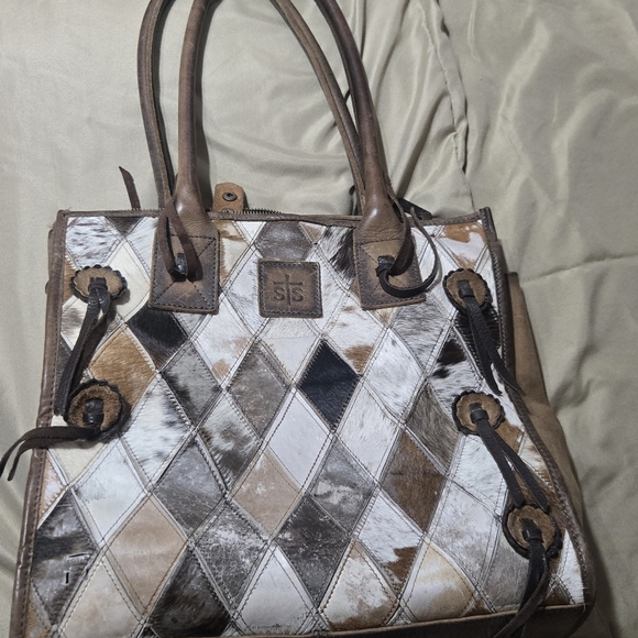 STS Ranchwear Brown and White Tote Bag with Geometric Design - Picture 2 of 13